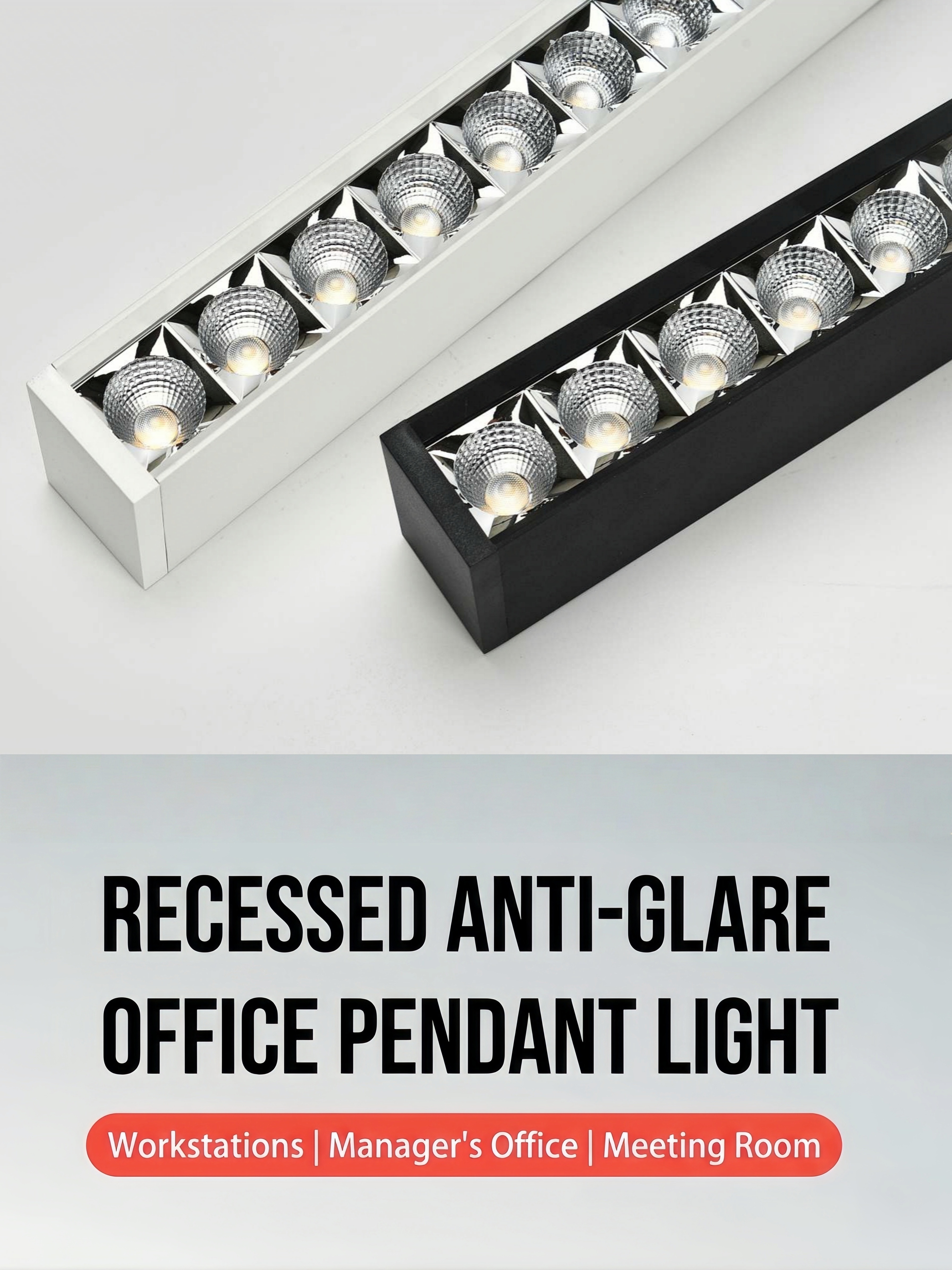 High Quality Aluminum Anti-Glare Middle Size Pendant Light High Brightness 36W/42W/52W/72W LED Linear Lighting For Office Use