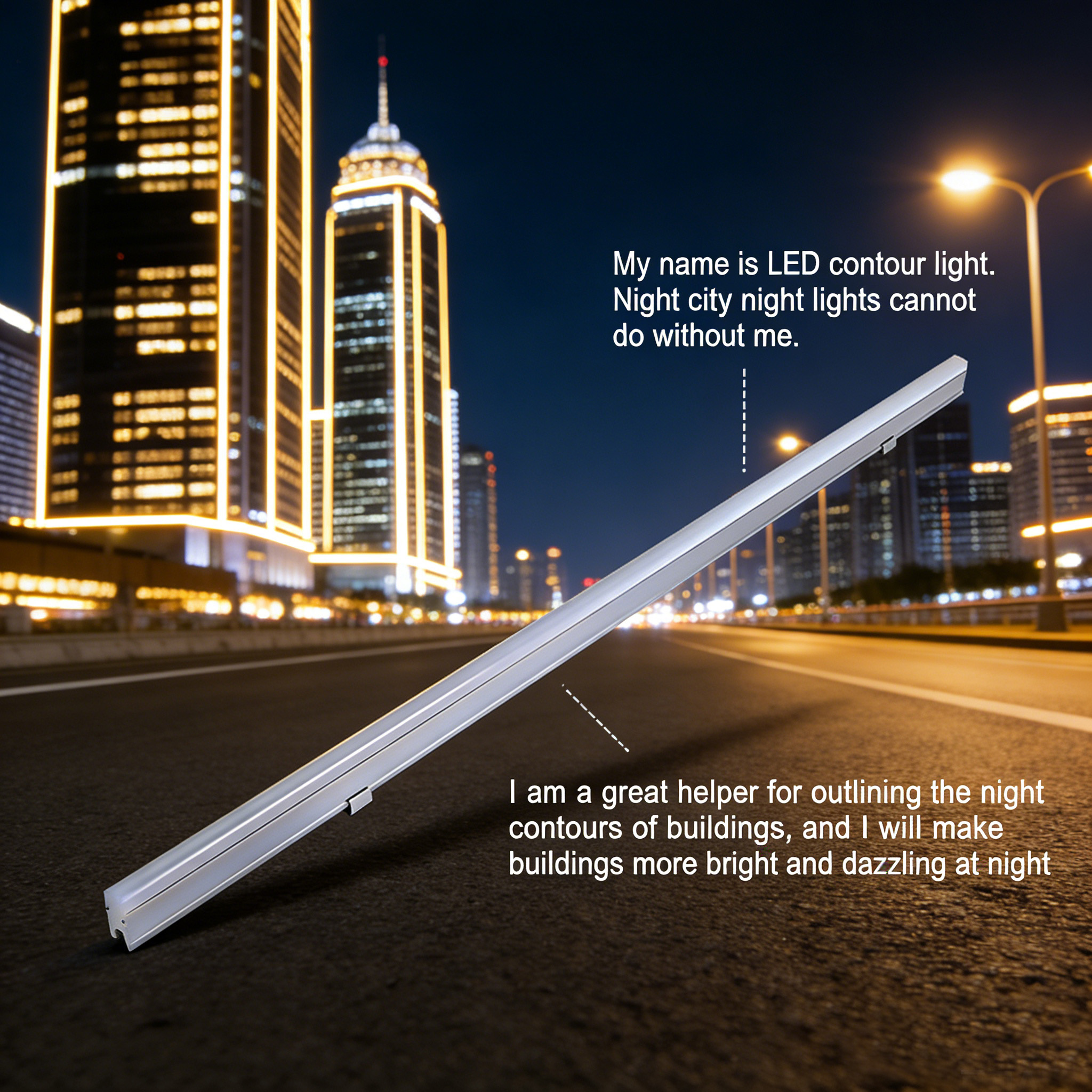 Waterproof IP65 LED Linear Building Outline Lamp with DMX512 Control Aluminum+PC Material DC24V Multi-color Outdoor Wall Washer