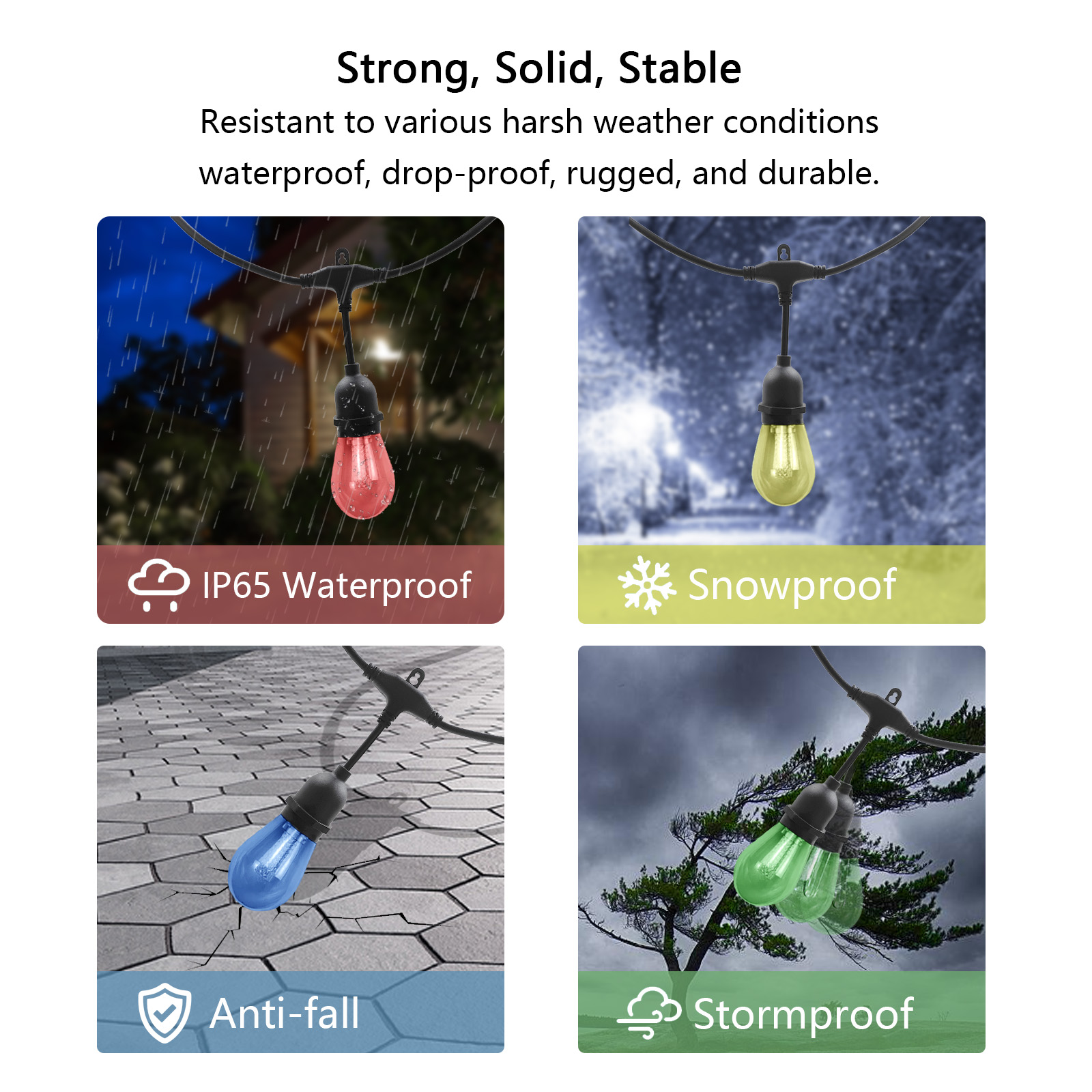 HRSYT IP65 Waterproof DC12V DC24V RGBW String Bulb Light Smart App Remote Control Christmas Outdoor Patio Lights