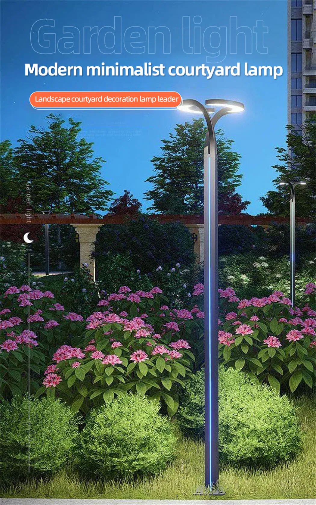 Garden Outdoor Decorative Vintage Aluminium Post Modern Lamp Solar LED Pole Light