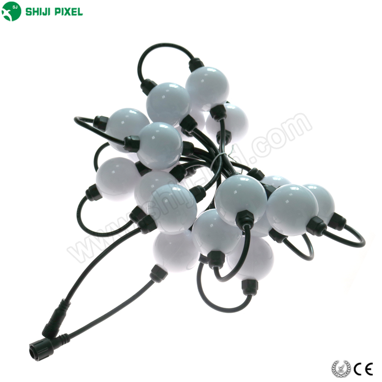 SHIJI Waterproof 35mm 50mm RGB Pixel Light Ball Curtain SMD3535 UCS1903 Color Changing Outdoor LED Hanging Ball Chain Light