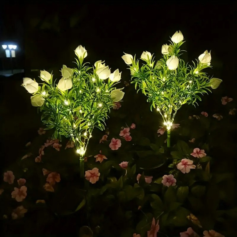 Solar Gardenia in Blossom Flower Light with Colors Warm White LED Ground Insert Cape Jasmine Vintage Garden Decorative Lamps