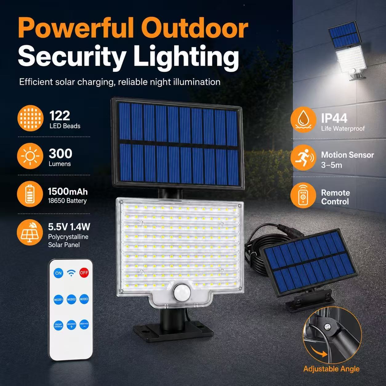 Motion Sensor Solar Garden Lamp Outdoor Waterproof Garden Wall Light with Garage Security Yard Lamp