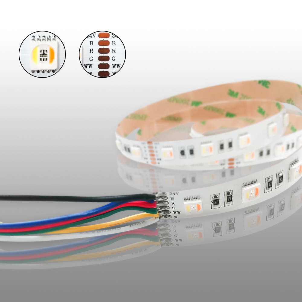 5in1 LED Strip Light Colorful Daylight RGBWW DC24V 3 Years Warranty for Decorating Wedding