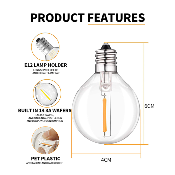 30m Outdoor Waterproof Garland Lights 110V 220V G40 Plastic Bulb LED Fairy Patio String Lights Wedding Garden Party Decoration