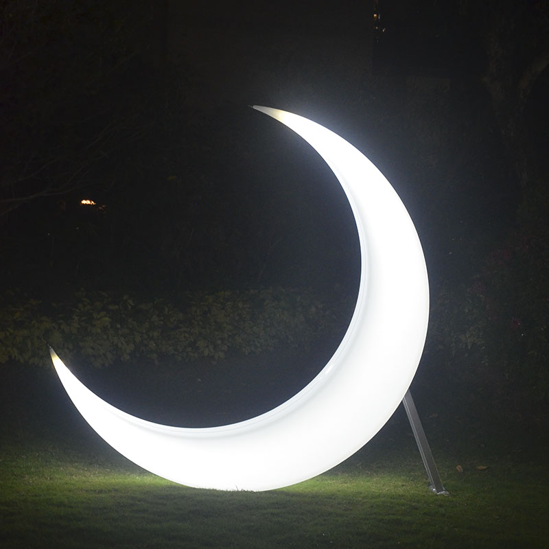 Outdoor LED Luminous Moon Lights Colorful Courtyard Seat Crescent Decoration Park Landscape IP54 Rated Dimmable Solar
