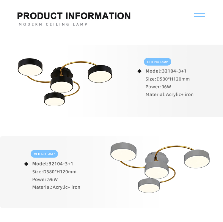Customized Modern Indoor Decorative Lighting Living Room Surface Mounted Led Ceiling Lamp