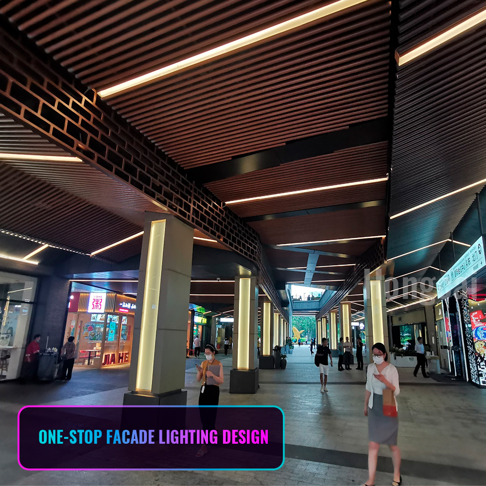 OEM&amp;ODM Commercial Outside LED Lighting Fixtures Outdoor Unique Lighting System External Building Lights Design Decoration