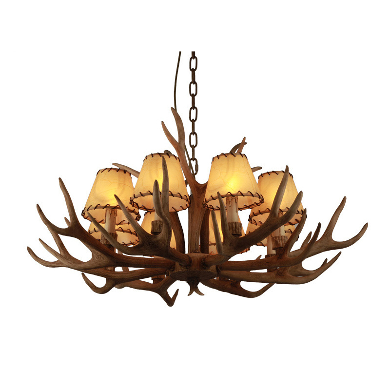 American Vintage Chandelier Creative Art Antler Lamp for Living Room Decorative Hanging Light