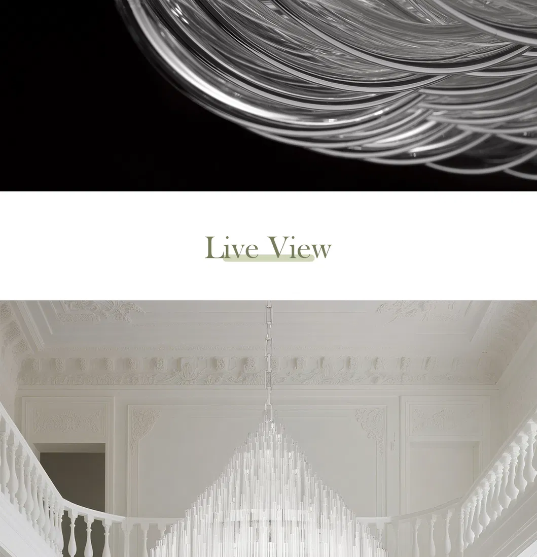 European Style Luxury Glass Tube Chandelier Round Custom Hotel Villa Club Living Room Staircase Decorative Lighting Fixture