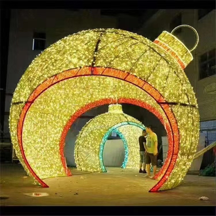 Custom Commercial Outdoor Garden Project Decoration 3D Large Deco Motif Ball Lights Christmas Motif Light