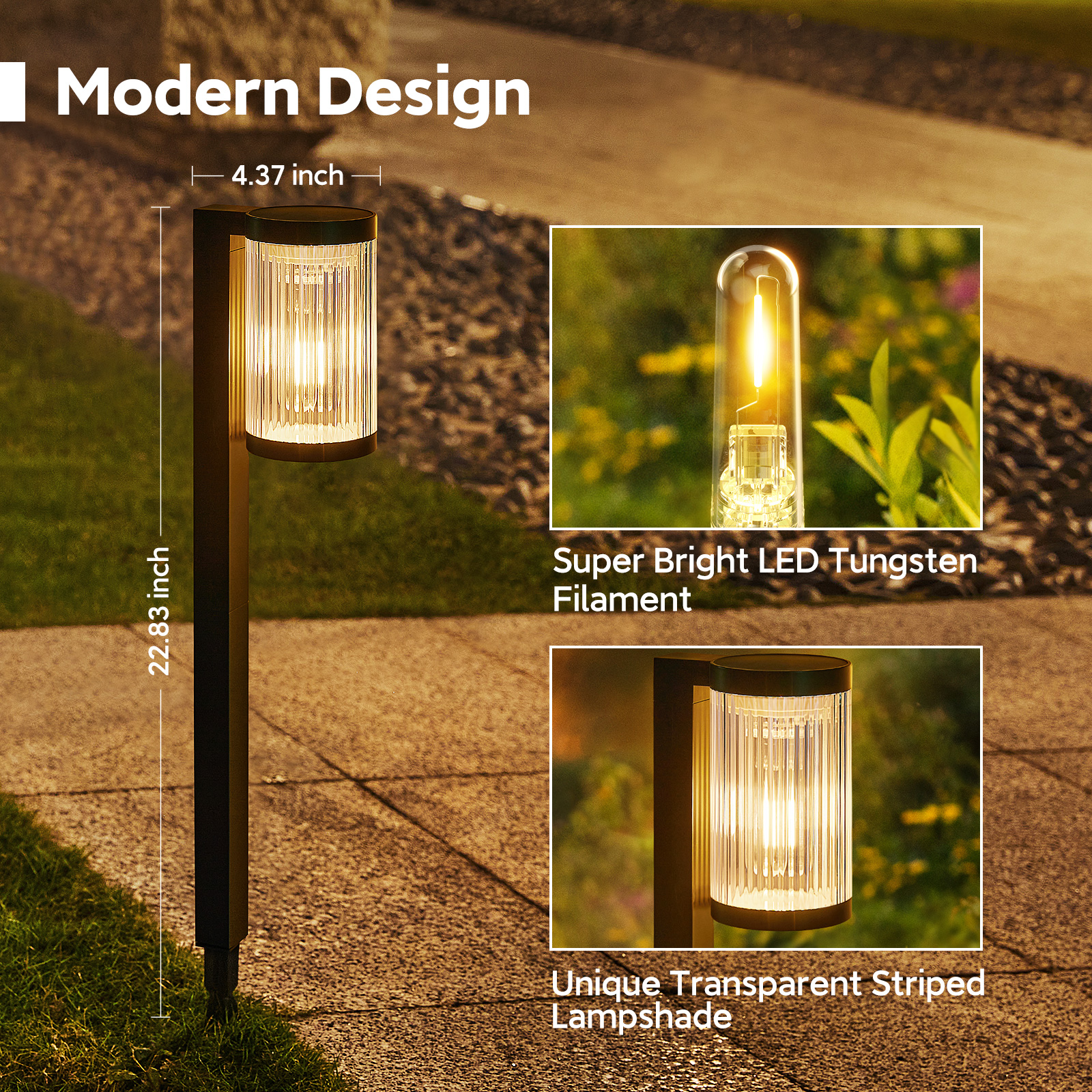 Modern LED Solar Garden Light Waterproof IP65 Landscape Pathway Lights for Walkway &amp; Lawn Decor Factory Wholesale