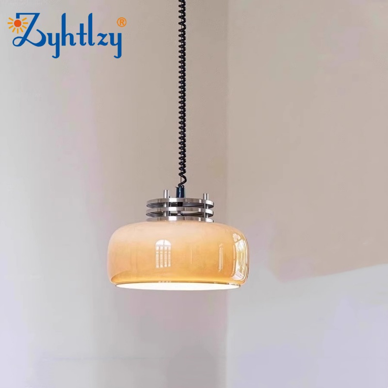 Modern Lighting Coffee Creamy White Glass Vintage Adjustable Height Hanging Glass Pendant Lamp (ZY-D035)