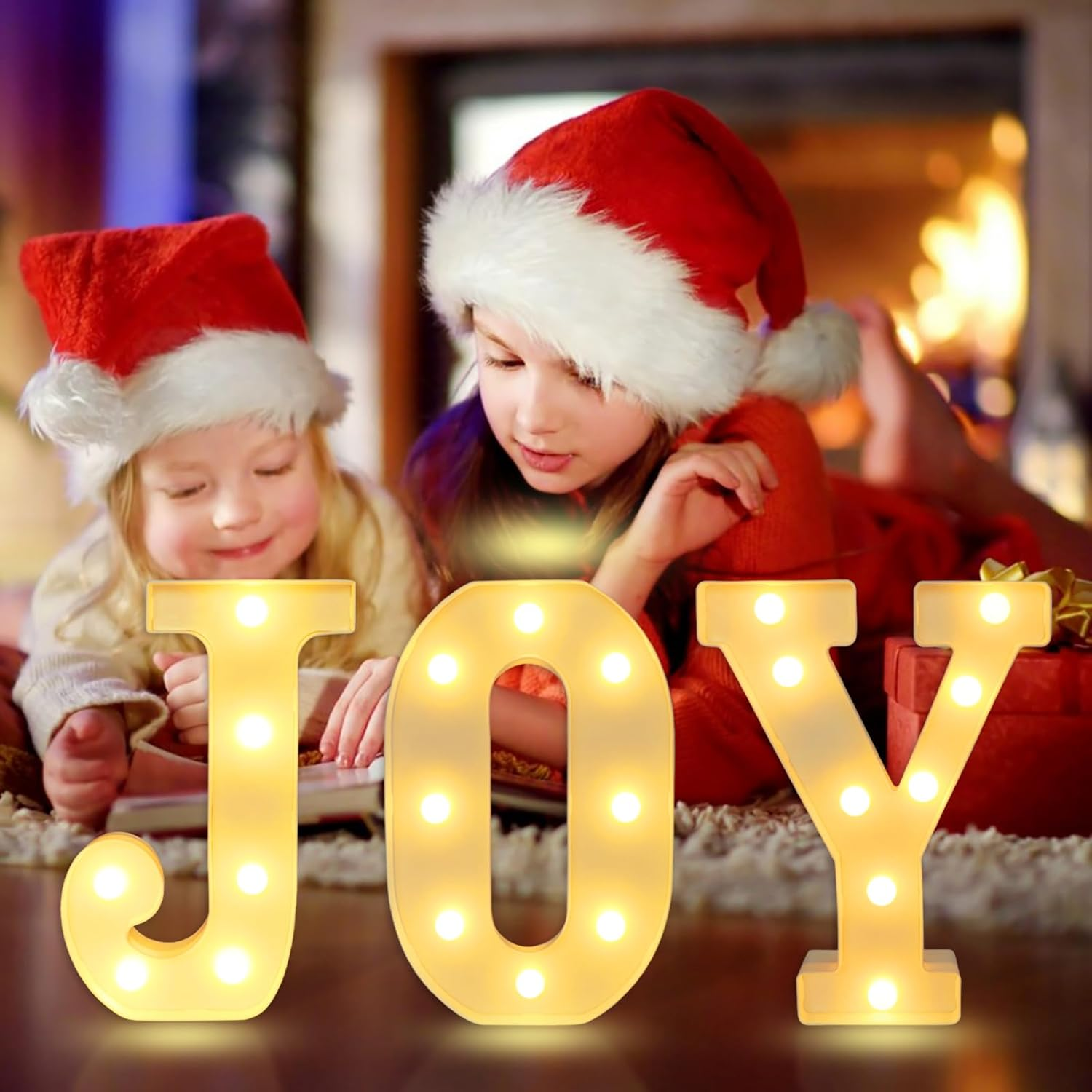Christmas Decorative LED Glowing Letter Lights Sign, Suitable for Fireplace Mantle, Parties, Christmas Scene Decoration Lights