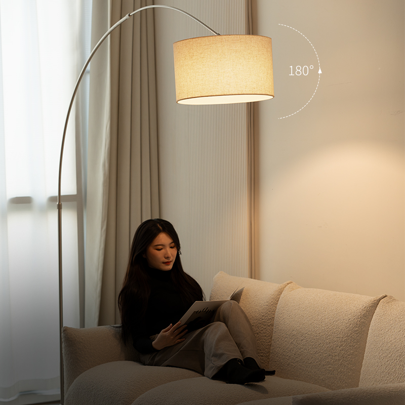 Aisilan Minimalist Style Marble Finishing Living Room Bedroom Tall Flexible Office Curved Arch Standing Floor Lamp Light