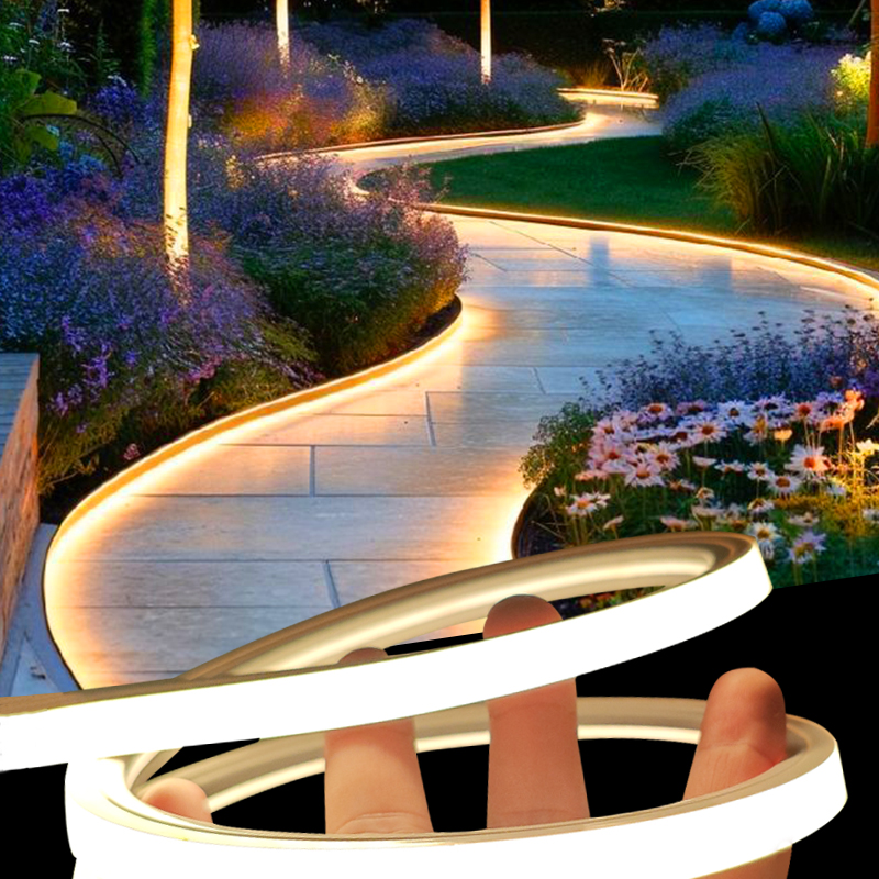Custom Dc 24v Ip65 Waterproof Flexible Silicone Led Strip Light Neon Lights for Outdoor Park Pathways Flower Beds Green Belts