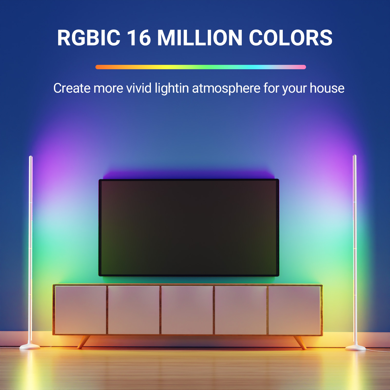 Daybetter Modern RGBIC Smart LED Corner Light APP Control Multi-function Change Color Ambient Light for Indoor Use