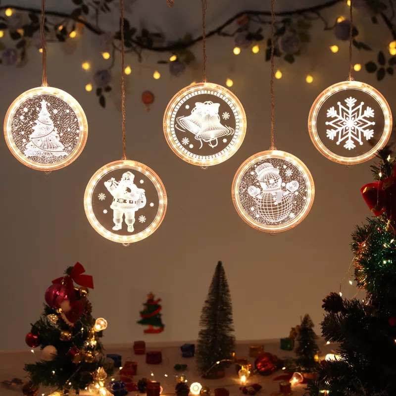 16cm Creative 3D Hanging LED Decoration Lights Bedroom Holiday Lighting Layout Window Christmas Lights