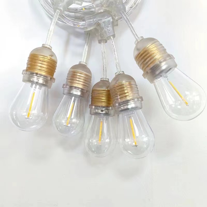 Commercial Grade 48 Feet Outdoor Waterproof E 26 E 27 Black Wire Hanging Lights for Garden Courtyard Wedding Decorations Use