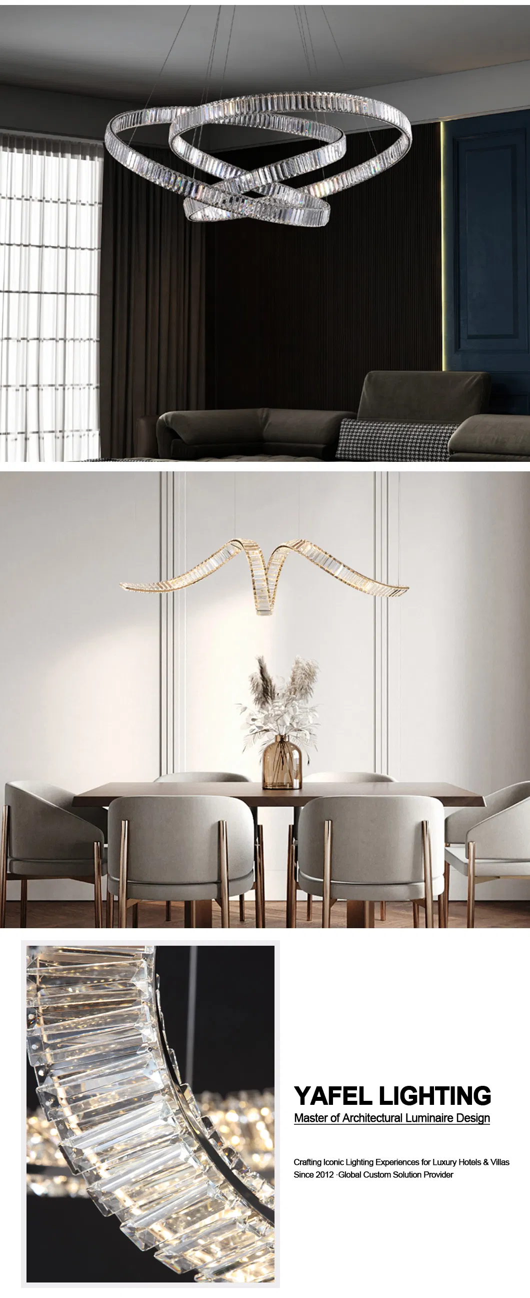 Modern LED Decorative Hanging Lamp Crystal Golden Luxury Customized Chandelier Lighting