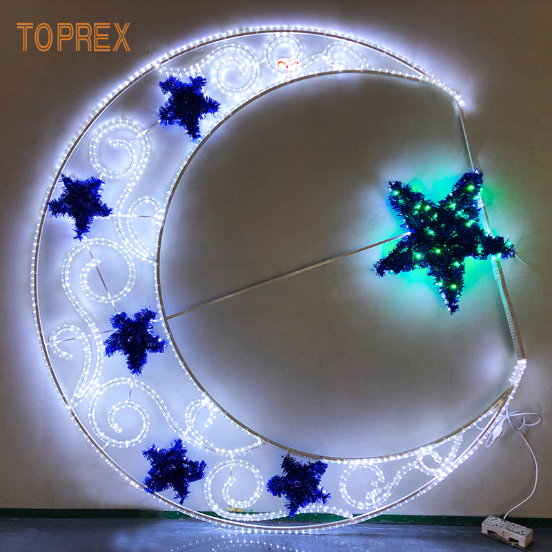 Toprex Large Outdoor Decorative Metal Ramadan Star &amp; Moon Decoration Eid Lighting