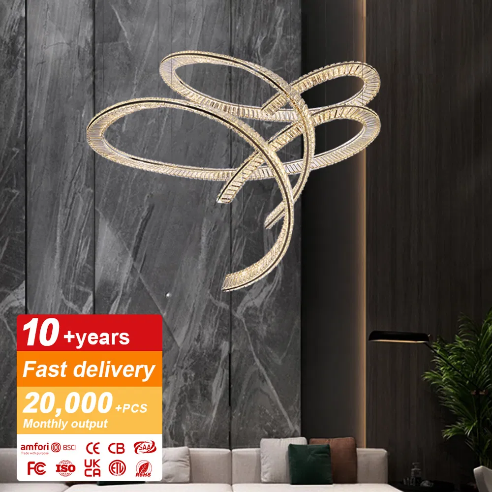 Modern LED Decorative Hanging Lamp Crystal Golden Luxury Customized Chandelier Lighting