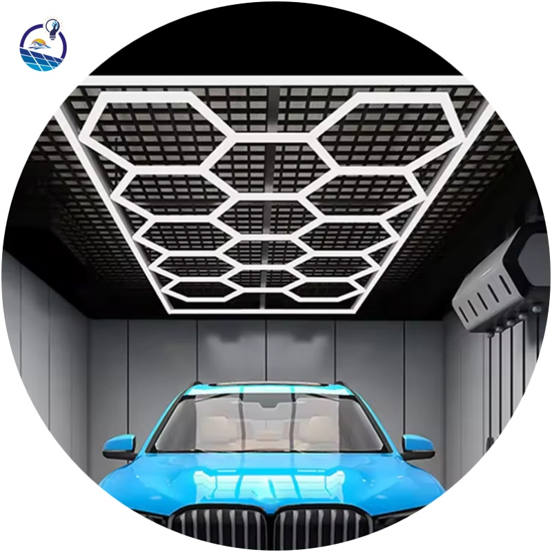 Auto Repair Car Wash Workshop LED Lighting Car Repair Hexagonal Garage Workshop