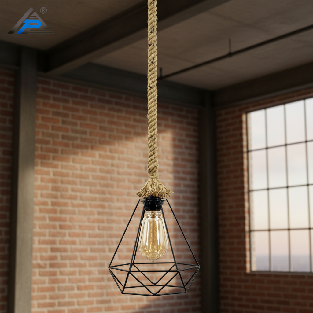 Nordic Modern Decor Home E27 Hanging Lamp LED Glass Iron Villa Rope Iron Glass Ball Pendant Light