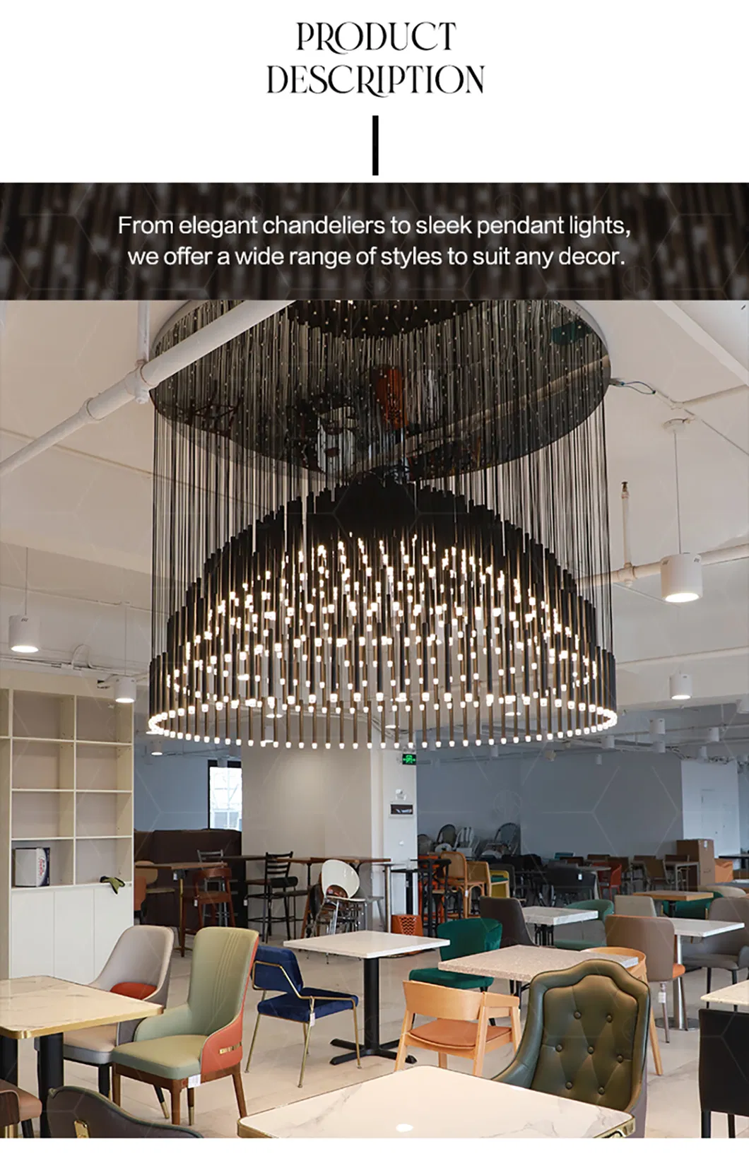 Luxurious Exquisite Stainless Steel Customized Eco-Friendly Decorative Light for Commercial Hall Restaurant