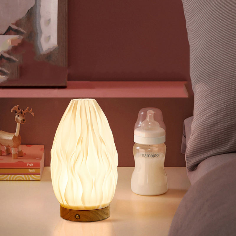Nordic Style Bedroom Decorative Bedside 3D Printed Vintage Ruffled Night Lamp