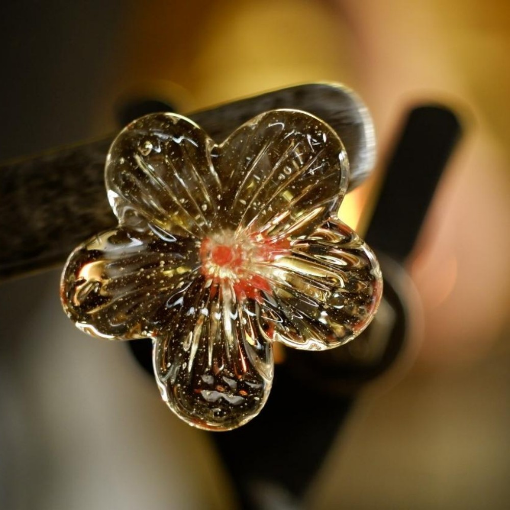 ANNO Artistic Glass Flower Gold Chandelier Detail 6