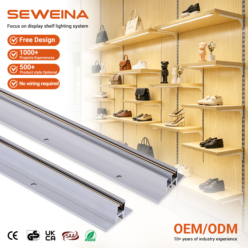 OEM ODM Custom Electrical Contact Post LED Cabinet Lighting For Supermarket Shoe Clothing Store Display