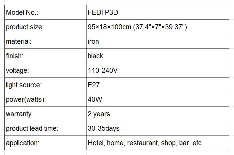 Modern Black Hanging Hotel Decorative Indoor Lighting Fedi P3d