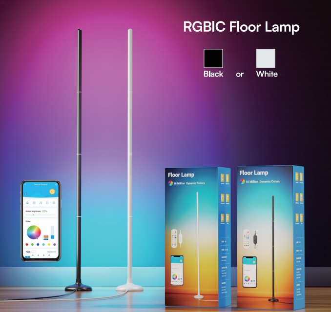 Daybetter Modern RGBIC Smart LED Corner Light APP Control Multi-function Change Color Ambient Light for Indoor Use