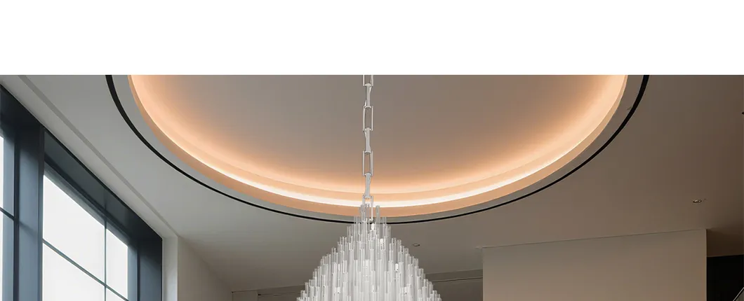 European Style Luxury Glass Tube Chandelier Round Custom Hotel Villa Club Living Room Staircase Decorative Lighting Fixture