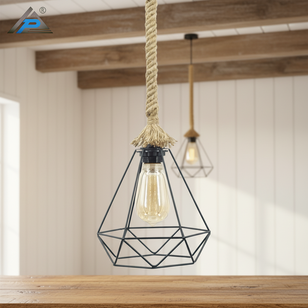 Nordic Modern Decor Home E27 Hanging Lamp LED Glass Iron Villa Rope Iron Glass Ball Pendant Light
