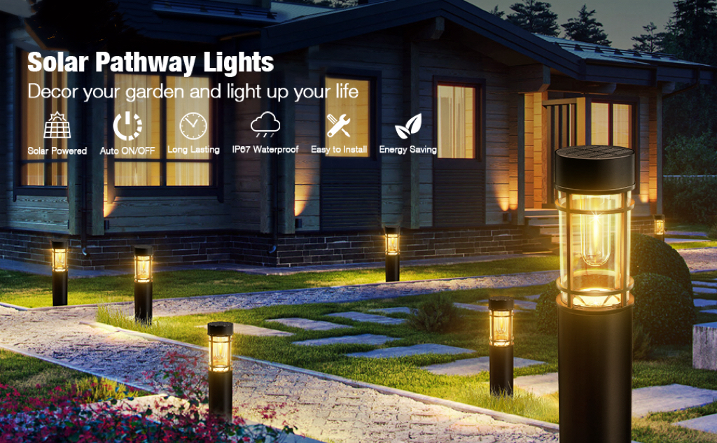 Solar Garden Bollard Lights Outdoor