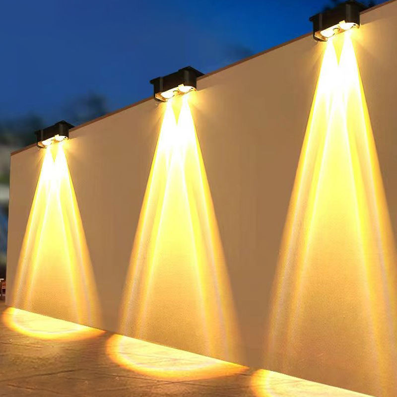 Modern IP65 Solar Aluminum Long Strip Fence Light Waterproof Outdoor Downward Beam LED Wall Lamp for Garden Patio Deck