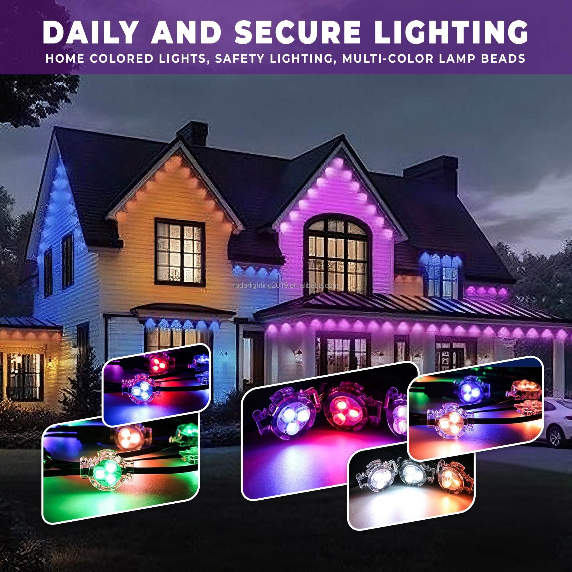 RGBW LED Outdoor Decorative Lighting Permanent Track Lighting Holiday House Decorating