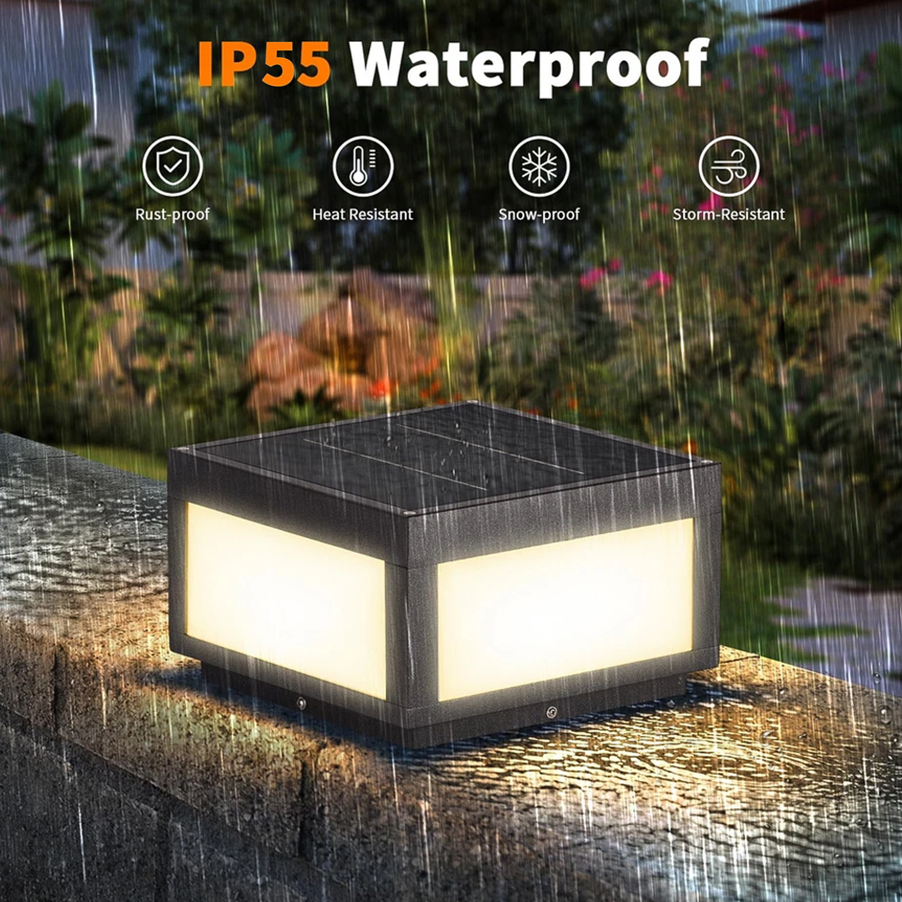 Custom Professional Outdoor IP55 Waterproof Solar Post Lamp LED Light Fixture with Battery Power Supply for Garden Decoration