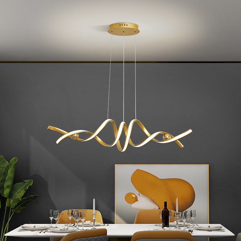 Modern Nordic LED Pendant Lamp Minimalist Designer Aluminum Strip Chandelier For Living Room Luxury Restaurant