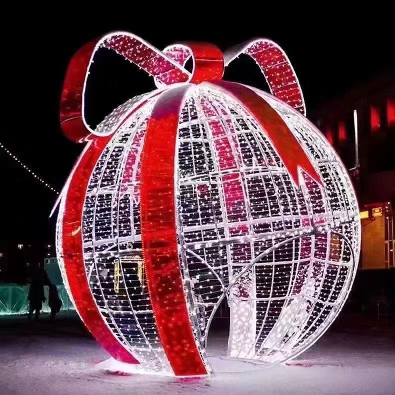 Custom Commercial Outdoor Garden Project Decoration 3D Large Deco Motif Ball Lights Christmas Motif Light