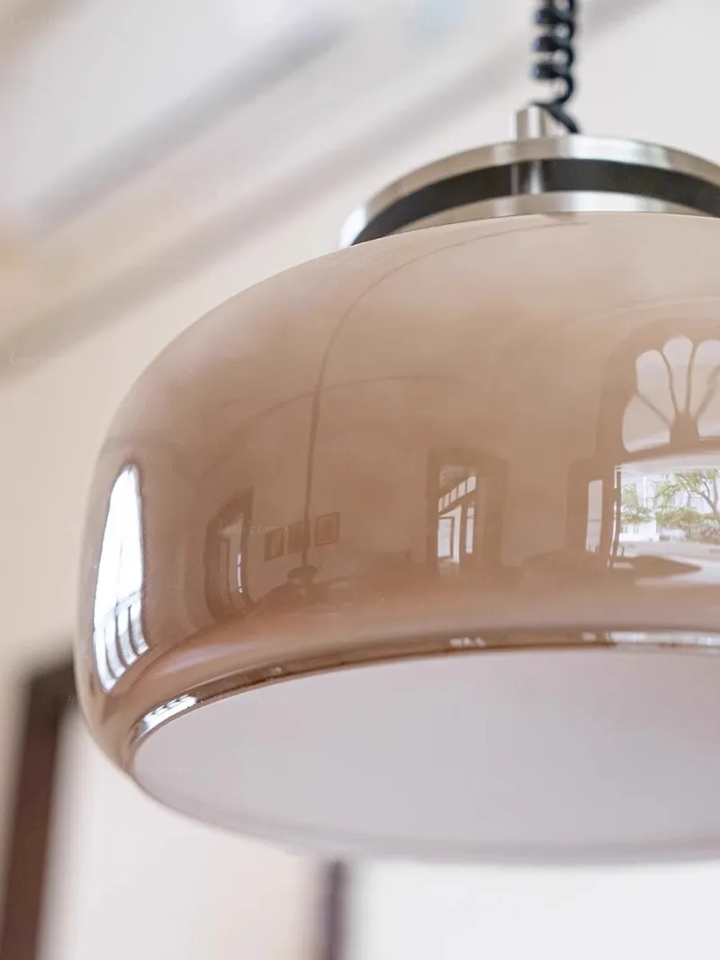 Modern Lighting Coffee Creamy White Glass Vintage Adjustable Height Hanging Glass Pendant Lamp (ZY-D035)