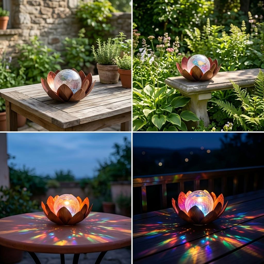 Custom Logo Wholesale Solar Lotus Light Durable Metal Flower Lamp Waterproof Outdoor Garden Ornament Factory Direct