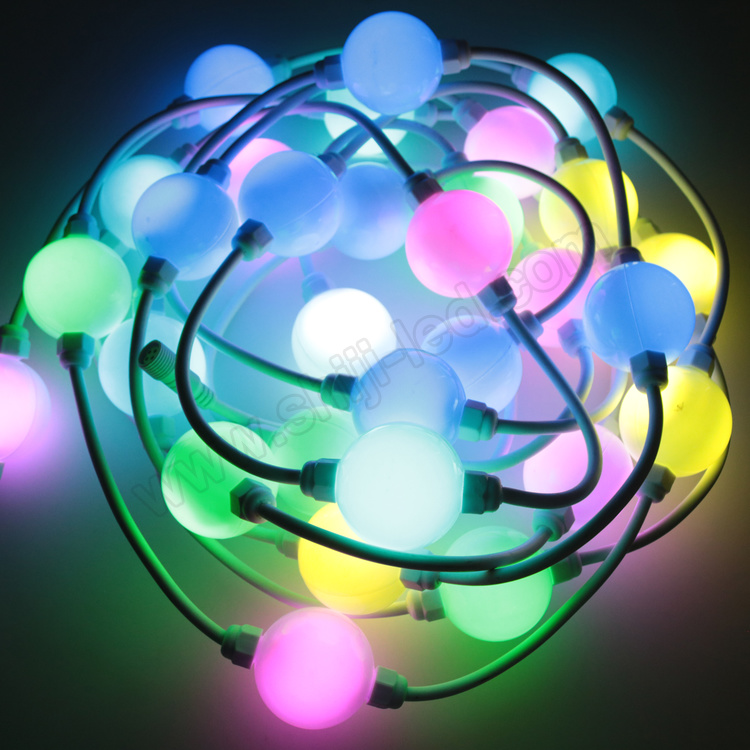 SHIJI 360 Degree 3D DMX RGB String LED Pixel Ball Light IP67 Christmas Lights Changeable RGB Color Point 50mm Light