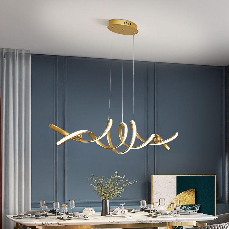 Modern Nordic LED Pendant Lamp Minimalist Designer Aluminum Strip Chandelier For Living Room Luxury Restaurant