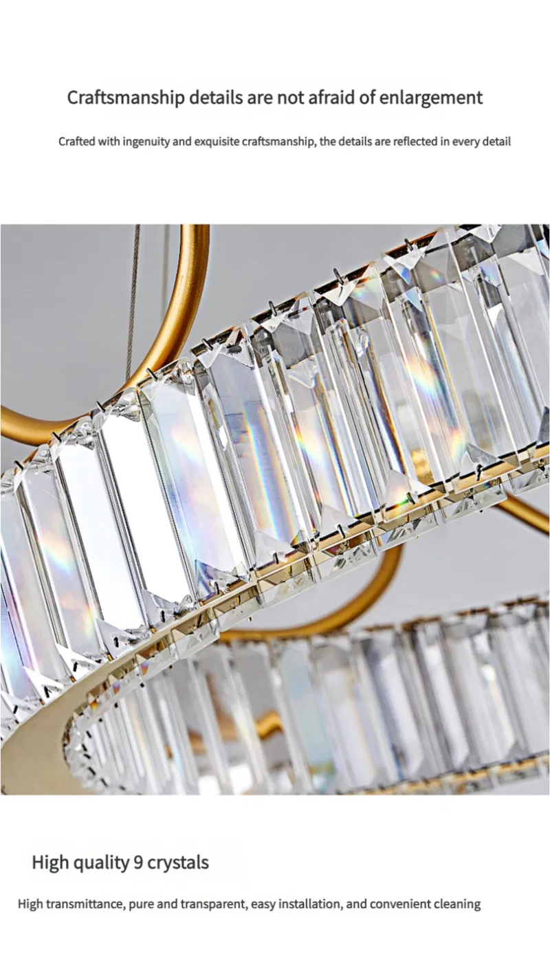 Luxury Gold Modern Crystal Big Chandelier LED Lighting for Bed Room Kitchen Hotel Indoor Decorative Pendant Lamp (ZY-QS-0058)