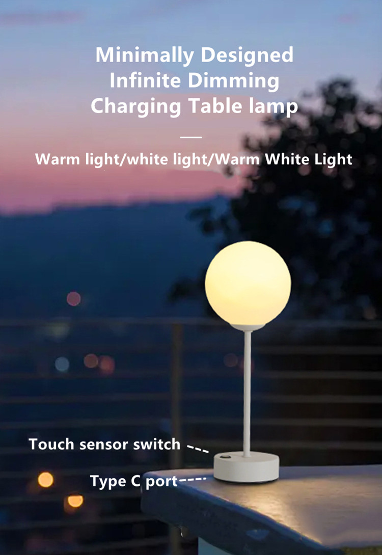 Modern PVC Rechargeable LED Desk Lamp Luxury Hotel &amp; Restaurant USB Touch Night Light Cordless with Battery Indoor Application