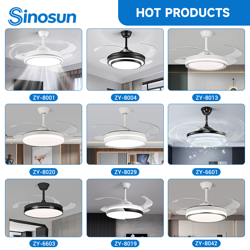 Modern Bedroom Decorative Easy Installation Remote Control 3 Blades 6 Speeds Adjustable Smart Led Invisible Ceiling Fan Light