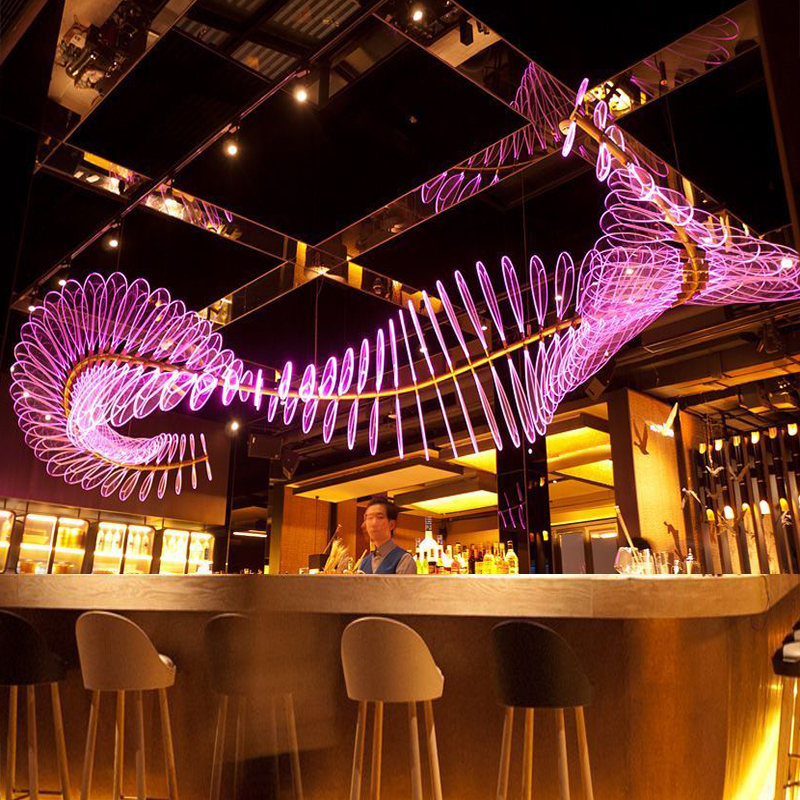 Customized Western Modern Style Luxury Hotel RGB Acrylic Pendant Lighting Decoration Chandelier